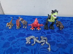 Set 7 figurine dinozauri, Plastic, Multicolor, jucarii copii