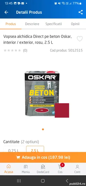 Vopsea Oskar pentru beton-Rosu 