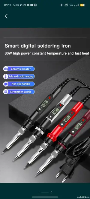 Ciocan de lipit 220V cu afișaj digital al temperaturii și setarea ei