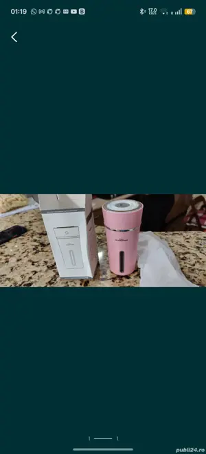 Umidificator cu baterie și lumina ambientala