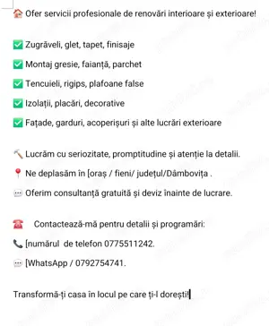 Oferta de munca in construcții 