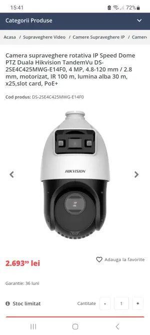 vand camera de supraveghere Hikvision PTZ Duala 
