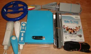 Nintendo Wii Modat Limited Blue Edit. 2 cont.+volan+mic.+16GB jocuri