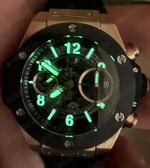 1:1 Superclone Hublot Big Bang Unico 42 mm Ceramic Rose Gold Rubber Black Skeleton BBF A1280 - imagine 4