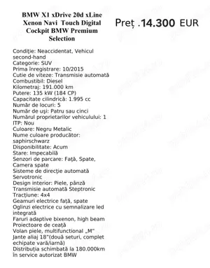 BMW X1 xDrive, 20d, AUT, Premium Selection - imagine 10