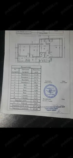 Vand apartament 3 cam zona Cartier.