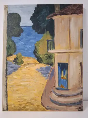 "Liniste" - pictura in culori acrilice, panza pe sasiu lemn; cadou - sevalet epunere