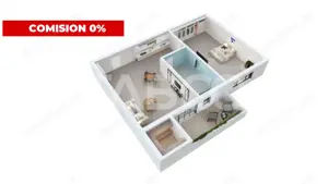 Apartament 2 camere 43 mp balcon parcare bloc cu lift - imagine 2