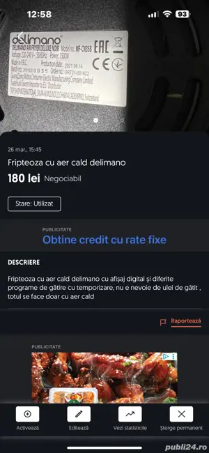 fripteoza cu aer cald Delimano - imagine 2