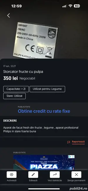 vand storcator profesional de fructe philips