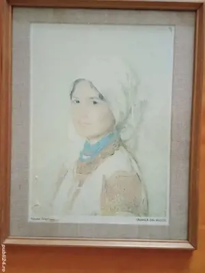 Tablou cu rama și sticla, Țărancă din Muscel de Grigorescu 