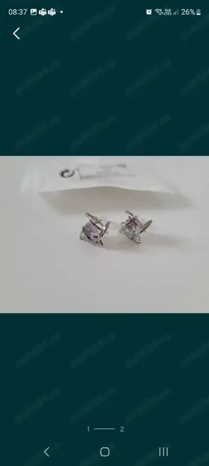 cercei argintii cu piatra transparenta