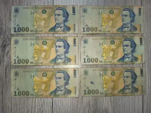 1000 lei an 1998, Mihai Eminescu 1850-1889, 6 bucati   - imagine 3