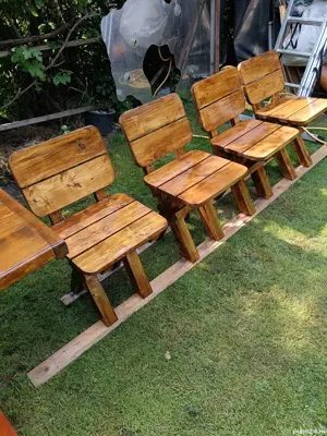 Mese, bănci și scaune din lemn masiv  - imagine 5