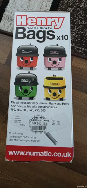 saci aspirator Numatic Henry 