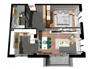 Apartament 2 camere, 57 mp, terasa, zona exclusivista Floresti - imagine 6