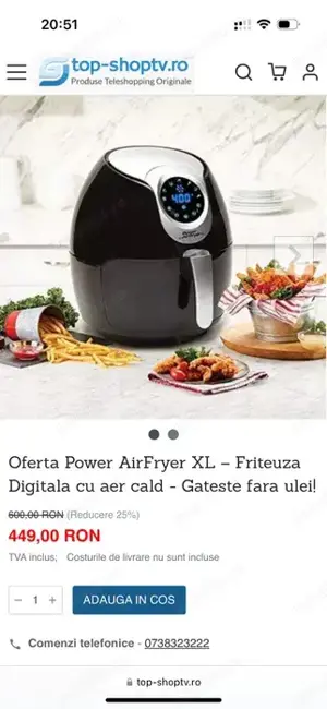 Power XL Air Fryer   Friteuza Digitală cu aer cald - imagine 5