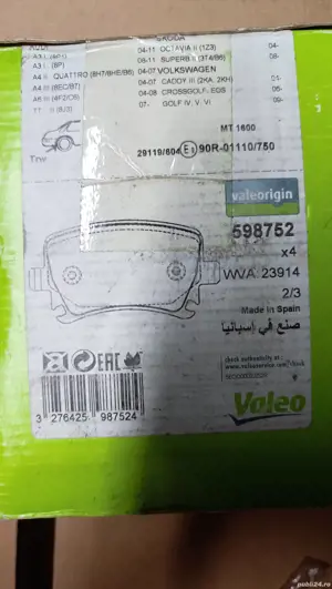 Set plăcuțe frână spate Valeo 598752 - imagine 2