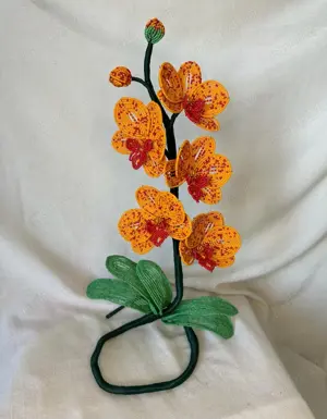 Cadouri unice Aranjament floral-Orhidee realizată manual din mărgele de nisip