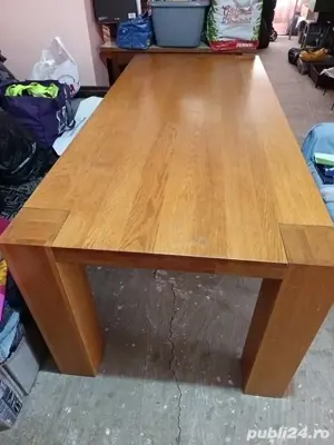 Vând masă și scaune din lemn masiv de stejar 2m x 90cm în stare foarte bună. preț 