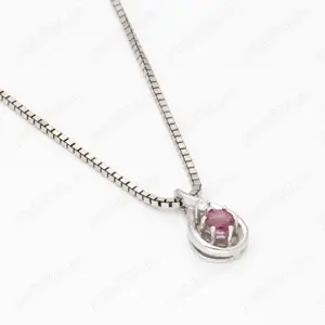 Vand colier  lant cu pandativ aur alb 18k cu rubin si diamant