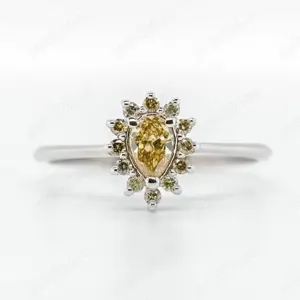 Vand inel logodna aur alb 14k cu diamante 0,38ct Nou cu certificat