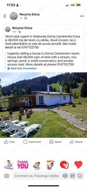 Vând casă în Stațiunea Dorna Candrenilor și teren.