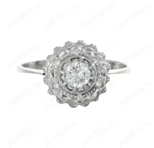 Vand inel aur alb 18k cu diamante 0,36ct art deco