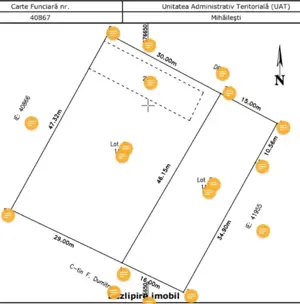 Teren 1.377 mp, deschidere 30 ml, puț forat, gard, Popești Mihăilești
