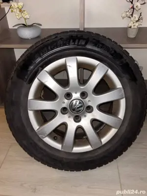 Roti Jante Aliaj Volkswagen + Anvelope Iarna Michelin Alpin 6 2023 - 195/65 R15 - imagine 2