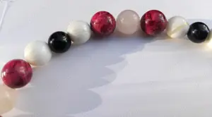 Colier din cuart roz si coral, opal tibetan alb si onix negru - imagine 4