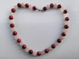 Colier din cuart roz si coral