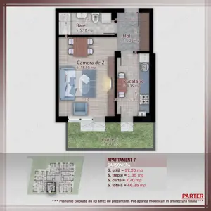 Titan Garsoniera 37 mp + curte de 8 mp in bloc tip boutique - imagine 2