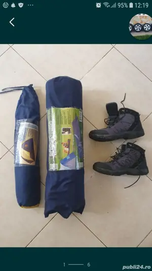 Cort, saltea cort, rucsac munte, incaltaminte munte si bete trekking.