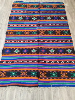 Vand covor macat covertura tesut manual la razboi, din lana, zona Tismana, Gorj - imagine 3