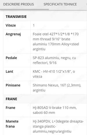 Bicicleta Oras Pegas Strada 2 Albastru Azur - imagine 4
