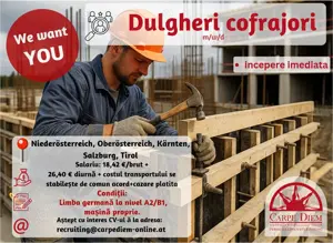DULGHERI COFRAJORI cautati pentru proiecte in Austria