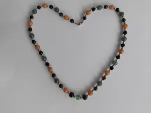 Colier aventurin, agate negre si jad galben