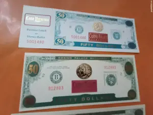 5 bancnote dolari de cazinou, casino, anul 1995  - imagine 2