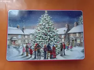 Cutie metalica de biscuiți, daneză, temă iarna,anii 90