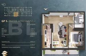 Ap. 2 camere[58 mp] Ansamblu Rezidential_zona RIVUS - imagine 2