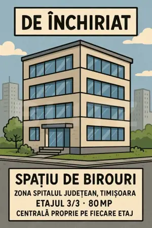 Spatiu de birouri de inchiriat, aproape de Rebreanu, 80 MP, centrala pe etaj