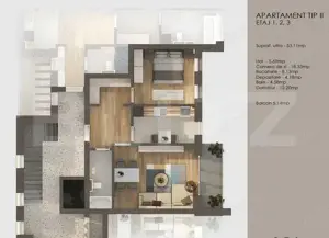  Apartament 2 camere, decomandat + balcon 5 mp , Tractorul  - imagine 4