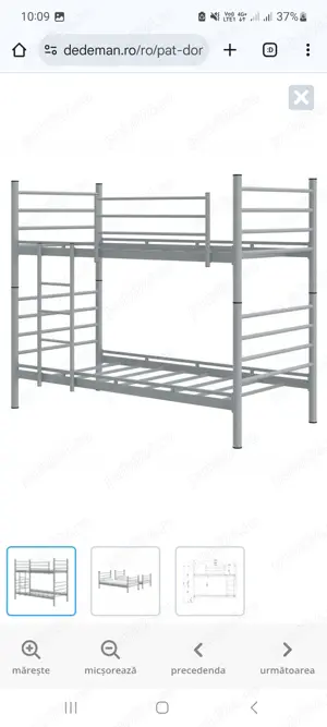 Paturi metal pentru 1 și 2 persoane, raft, comoda - imagine 2