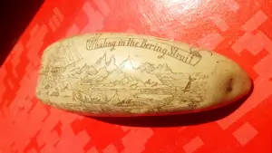 Raritate unica-Gravura os antica- Vanatoarea de balene-Corabia Mary in Stamtoarea Beling Alaska.