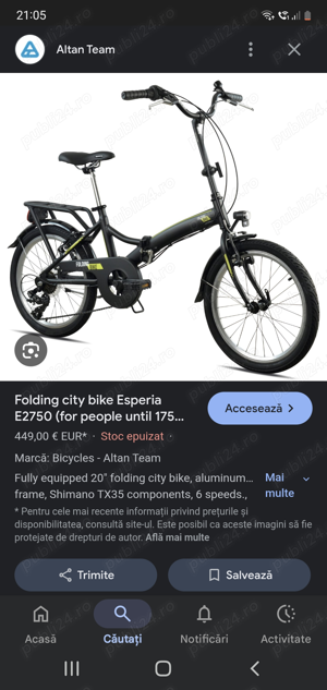 Vand bicicleta pliabila noua