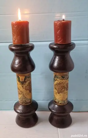 Lot suporturi din lemn pentru lumânări - imagine 2