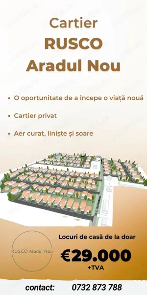 Teren Aradul Nou Ansamblu Locuinte Individuale - RUSCO - 35.000 EUR