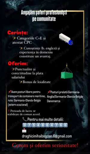 Angajez Şoferi pe comunitate 