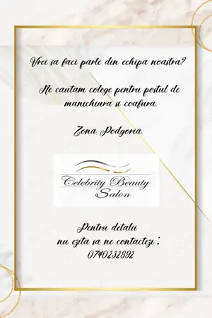 Căutăm Coafeză și Manichiuristă